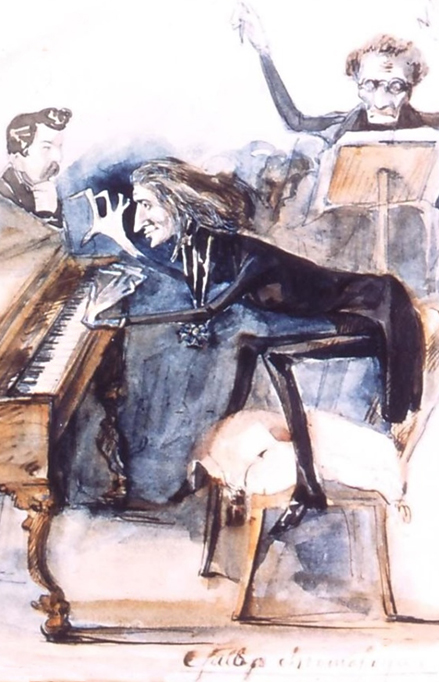 caricature Liszt's Grand Galop (1843)