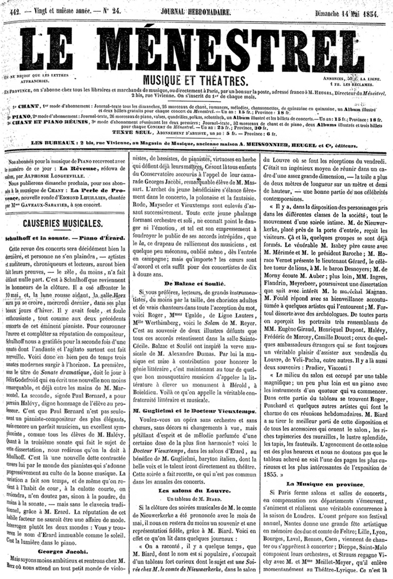 Ménestrel 14 mai 1854
